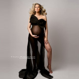 Super long bow pregnant woman photography dress Amazon pregnant woman photo shoot bow strapless long dress