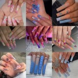 Valentine's Day European and American French style Love Water Pipe Wearing Nail Panel Long False Nail Wholesale Nail Patch Removable