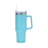 Cross border 40oz car cup, large capacity straw handle cup, thermal insulation and cold insulation, car mounted with handle, beer cup, ice cream cup