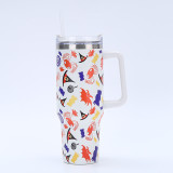 Cross border creative 304 stainless steel insulated cup handle with large capacity 40oz ice cream cup, car printed car cup is 2