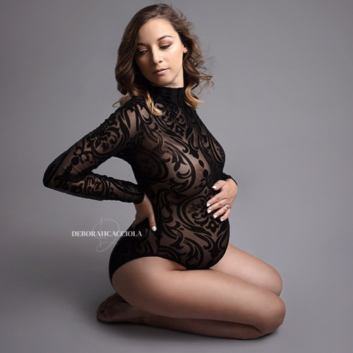 Foreign trade zone eBay hollow mesh maternity jumpsuit long sleeved maternity photography mesh jumpsuit