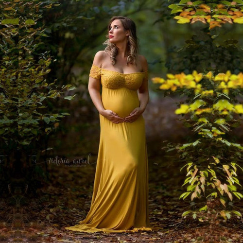 Summer Pregnant Women Photography Dress Short sleeved Lace Pregnant Women Photography Dress Long Dress