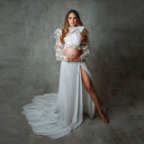 Fashionable shrugged sleeves maternity photography dress set, foreign trade lace chiffon maternity photography photo set, skirt