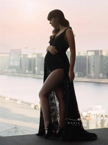 European and American foreign trade pregnant women's jumpsuit long skirt, maternity photo shoot, lace jumpsuit dress