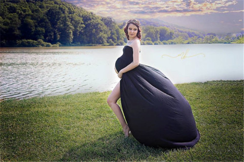 Foreign trade pregnant woman photo shoot with chiffon mopping in front of dress, pregnant woman photo with long skirt in large elastic size