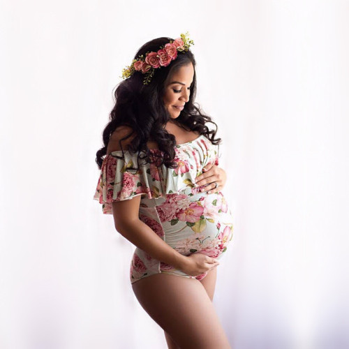 AliExpress Amazon Pregnant Women Photography Photo Printed jumpsuit with ruffle edge printing Pregnant Women Photography jumpsuit