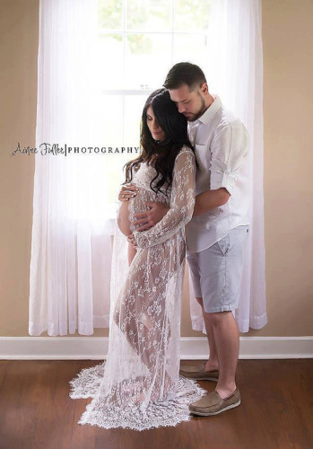 AliExpress eBay Pregnant Women Photography Lace Long Skirt for Foreign Trade Pregnant Women Front Lace Floor Sweeping Dress