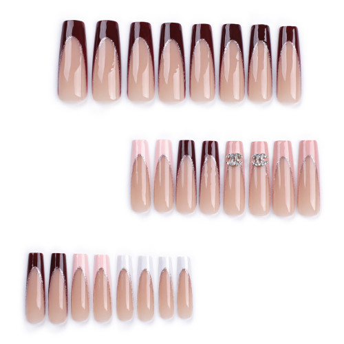 French Maillard White Wearing Nail, Long Square Nail, European and American Foreign Trade Wearing Nail Products Wholesale