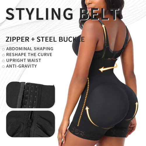 Manufacturer's direct sales of cross-border button lifter oversized jumpsuit with tight fit, belly tightening, buttocks lifting, and body shaping clothing D1598