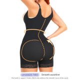 TOPMELON Bodybody jumpsuit with open design, front middle zipper, inner row buckle, and shapewear 905B