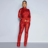 CY900992 European and American Amazon AliExpress New Sequin Slim Fit Long sleeved jumpsuit for women