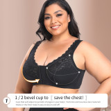 Cross border source of goods without steel rims, lace, large cup front buckle, thin European and American oversized bra BCDEF cup W210803