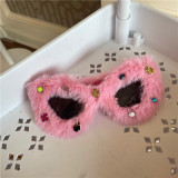 Barbie's same style plush sunglasses and headbands, women's new pink spicy girls wear trendy plush rhinestone glasses