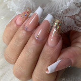 French Maillard White Wearing Nail, Long Square Nail, European and American Foreign Trade Wearing Nail Products Wholesale