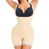 TOPMELON Bodybody jumpsuit with open design, front middle zipper, inner row buckle, and shapewear 905B