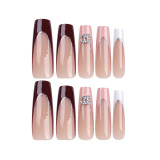 French Maillard White Wearing Nail, Long Square Nail, European and American Foreign Trade Wearing Nail Products Wholesale