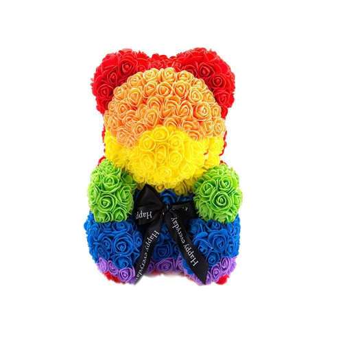 Manufacturers wholesale rainbow colored flower bears Qixi Valentine's Day Christmas advertising birthday gifts creative gifts