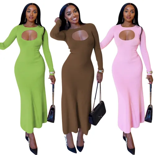 YD8781-B4 European and American Women's Wear Amazon's New Sexy Fashion Open Thread Dress Cross border Women