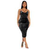 YD8790-A8 European and American women's clothing, Amazon's new sexy and fashionable suspender strapless dress, cross-border