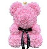 Rose bear with diamond transparent gift box with foam rose bear Valentine's Day gift flower rose bear