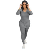 YD8792-C10 European and American women's clothing, Amazon's new fashion and leisure V-neck threaded two-piece set, cross-border women