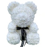 Rose bear with diamond transparent gift box with foam rose bear Valentine's Day gift flower rose bear