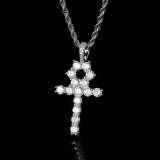 European and American cross-border hip-hop cross zircon pendant personality necklace trendsetter full diamond men's pendant jewelry wholesale