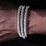 Hot selling European and American jewelry, spring buckle tennis chain, hip-hop necklace, trendy brand single row diamond zircon bracelet accessories wholesale