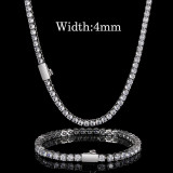 Hot selling European and American jewelry, spring buckle tennis chain, hip-hop necklace, trendy brand single row diamond zircon bracelet accessories wholesale
