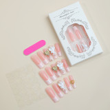 Wearing nail art patches, super long water pipes, cute three-dimensional fairy magic wand, love fake nails, detachable