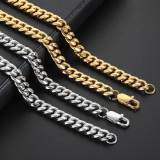 Cross border hip-hop stainless steel necklace, titanium steel jewelry, encrypted Japanese buckle, Cuban chain, 18K gold men's necklace in Europe and America