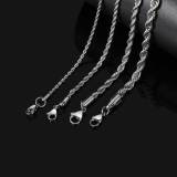 Cross border Europe and America Hip Hop Stainless Steel Necklace Fried Dough Twists Chain Tide Brand Titanium Steel Bracelet Button Rope Chain 18K Gold Necklace Wholesale