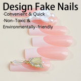 Wearing nail art patches, super long water pipes, cute three-dimensional fairy magic wand, love fake nails, detachable