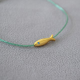 French niche design, blue silk thread weaving, vintage gold koi fish, minimalist and extremely thin bracelet, bracelet, rope folding strap