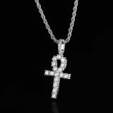 European and American cross-border hip-hop cross zircon pendant personality necklace trendsetter full diamond men's pendant jewelry wholesale