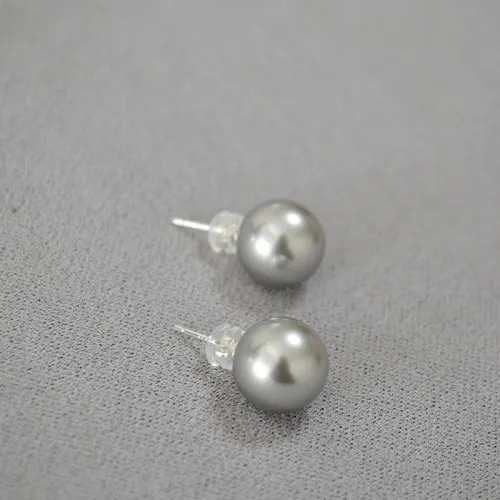 Korean version of niche minimalist imitation of Shi Jiazhen, many hemp, cold moonlight, silver gray pearl, 925 pure silver ear studs, female