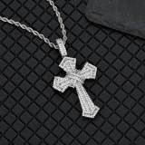 European and American cross-border hip-hop cross zircon pendant personality necklace trendsetter full diamond men's pendant jewelry wholesale