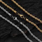 Europe and America stainless steel Fried Dough Twists chain men's necklace jewelry women cross-border jewelry 18K gold titanium steel necklace wholesale