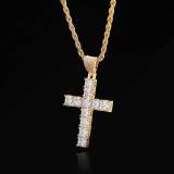 European and American cross-border hip-hop cross zircon pendant personality necklace trendsetter full diamond men's pendant jewelry wholesale