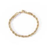 Europe and America Stainless Steel Fried Dough Twists Chain Men's Bracelet Fashion 18K Gold Button Rope Chain Titanium Steel Bracelet Factory Wholesale