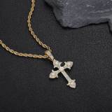 European and American cross-border hip-hop cross zircon pendant personality necklace trendsetter full diamond men's pendant jewelry wholesale