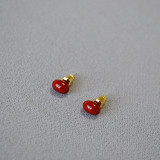 Japanese and Korean niche retro wine red enamel lovesickness red beans 925 silver needles minimalist temperament earrings earrings and earrings for women