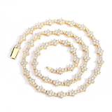 European and American Hip Hop 6.5mm Spring Buckle Aircraft Tennis Chain Zircon Necklace Jewelry Female Cross border Men's Couple Bracelet