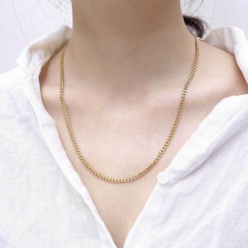 3mm Titanium Steel Necklace Manufacturer Wholesale Foreign Trade Boutique Fashion Stainless Steel Single Weaving Six sided Grinding Cuban Chain Stock