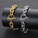 Cross border European and American titanium steel cross chain O-shaped chain men's bracelet genuine gold electroplated stainless steel hip-hop bracelet accessories