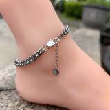 European and American hip-hop Japanese buckle stainless steel extension chain round ground Cuban foot chain cross-border niche jewelry titanium steel foot chain for women