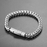 Wholesale of European and American hip-hop titanium steel bracelets with 6mm spring buckle, stainless steel front and back chains, trendy brand, personalized men's bracelets