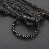 Wholesale of European and American hip-hop titanium steel bracelets with 6mm spring buckle, stainless steel front and back chains, trendy brand, personalized men's bracelets