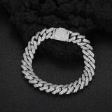 European and American cross-border flip buckle diamond Cuban bracelet trendy brand personalized hip-hop zircon men's bracelet jewelry wholesale