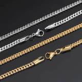 Wholesale of 3mm stainless steel front and back chains with electroplating 18K gold titanium steel men's necklaces for direct sales by manufacturers